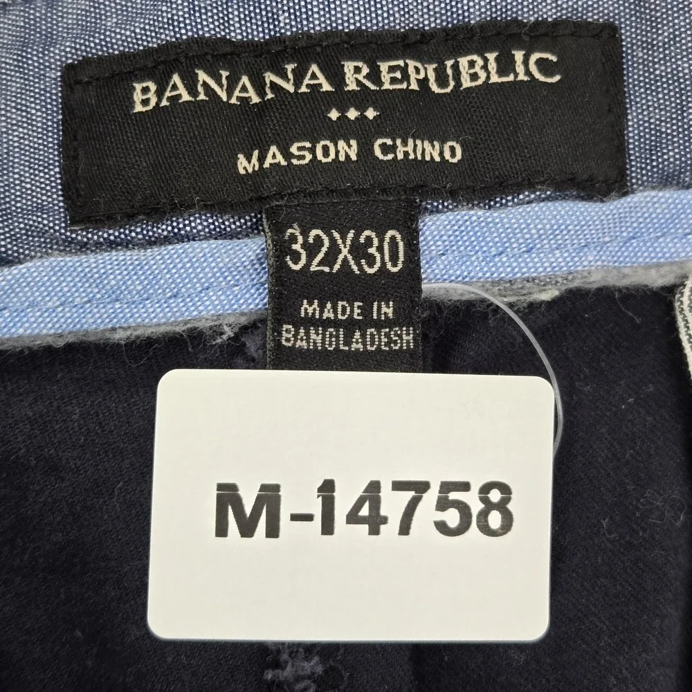 Banana Republic Men Pants 32X30 Blue Chino Mason Button 28